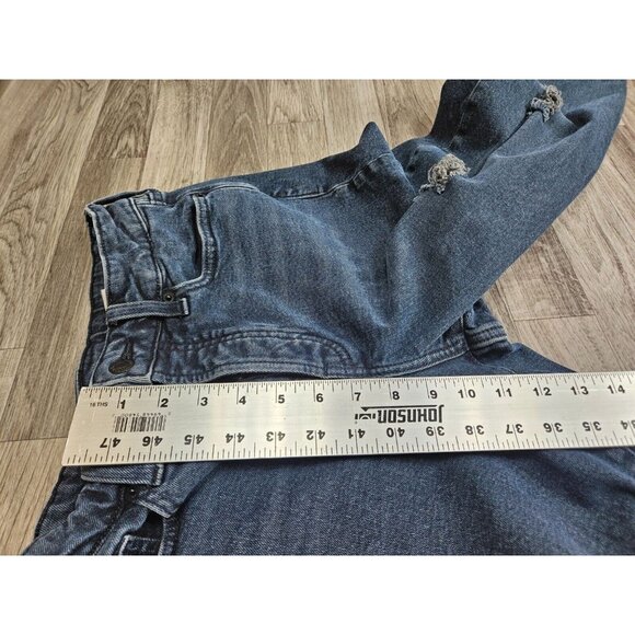 (3/$35) Old Navy Button Fly High Rise Straight Distressed Black Grey Jeans - Picture 10 of 11